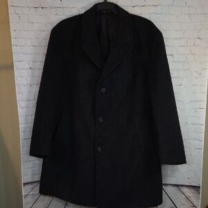 Ralph Ralph Lauren Men's Black Cashmere Wool Blend Overcoat size L Italy Fabric
